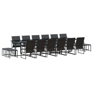 vidaXL Ensemble de salle à manger pour jardin 17 Pièces Noir Acier