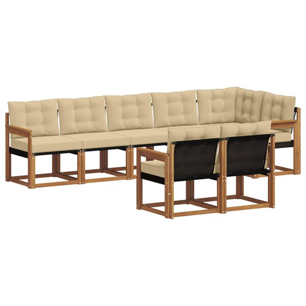 vidaXL Ensemble de canapés d'extérieur 8 pc Naturel et Beige