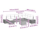 vidaXL Ensemble de canapé de jardin avec coussin 9 Pièces Noir Poly rotin