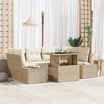 vidaXL Ensemble de canapé de jardin avec coussin 7 Pièces Beige  Crème