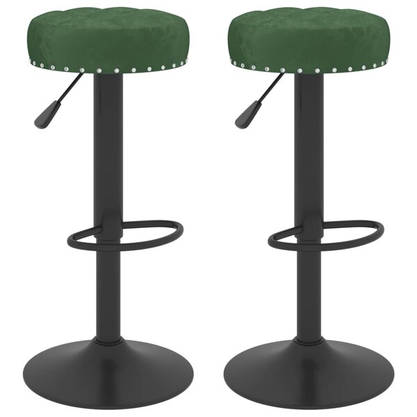 vidaXL Tabourets de bar lot de 2 vert foncé velours