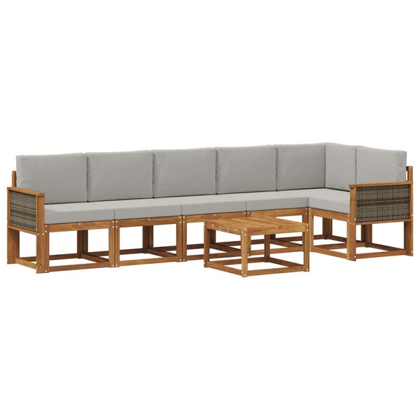 vidaXL Ensemble de canapés d'extérieur 7 Pièces Naturel et gris clair