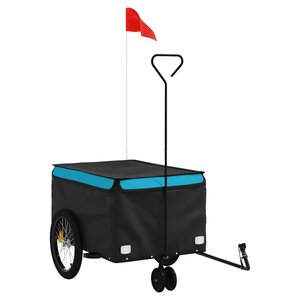 vidaXL Remorque de vélo noir et bleu 30 kg fer