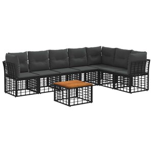 vidaXL Ensemble de canapés d'extérieur 8 Pièces Noir et Gris foncé