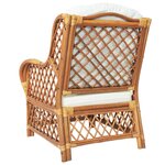 vidaXL Canapé avec coussin Marron clair Rotin naturel et lin