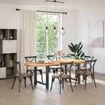 vidaXL Table à manger marron clair bois de chêne massif ovale