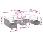 vidaXL Ensemble de canapé de jardin avec coussin 11 Pièces Noir polyrotin