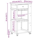 vidaXL Chariot de Cuisine avec Roues Naturel 47 5 x 36 x 83 cm Bambou