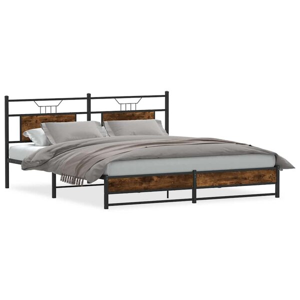 vidaXL Cadre de lit en métal sans matelas chêne fumé 180x200 cm