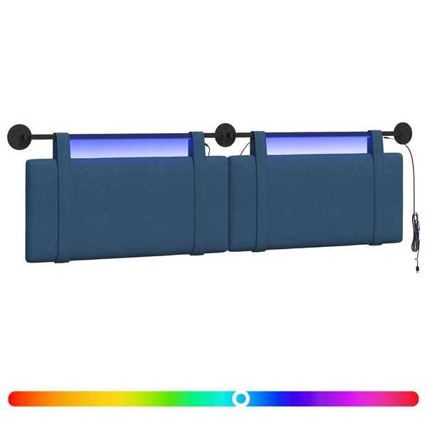 vidaXL Tête de lit suspendue Bleu Tissu