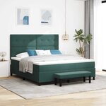 vidaXL Lit à ressorts avec tête de lit Vert foncé 200 x 180 cm Velours