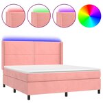 vidaXL Sommier à lattes de lit matelas et LED Rose 160x200 cm Velours
