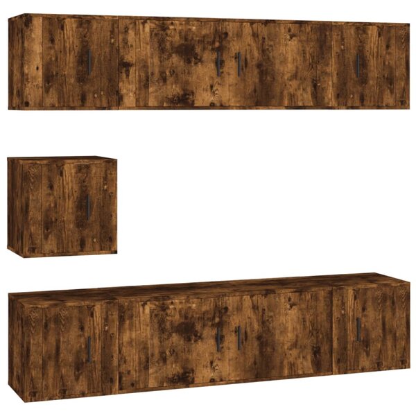 vidaXL Ensemble de meubles TV 7 Pièces Chêne fumé Bois d'ingénierie