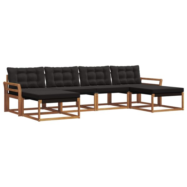 vidaXL Ensemble de canapés d'extérieur 6 pc Naturel et Noir