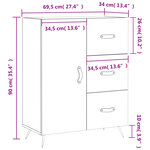 vidaXL Buffet sonoma gris 69 5x34x90 cm bois d'ingénierie