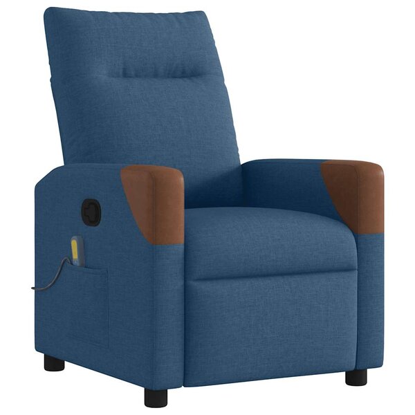 vidaXL Fauteuil inclinable de massage Bleu Tissu