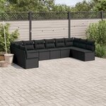 vidaXL Salon de jardin 10 Pièces avec coussins noir résine tressée