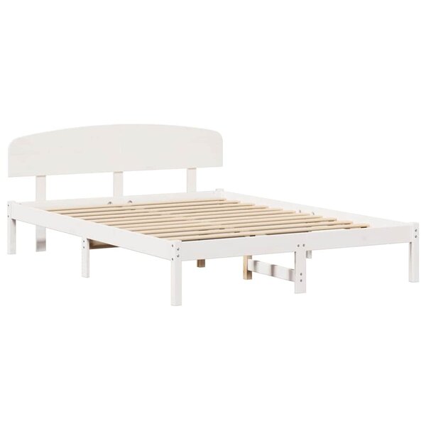vidaXL Cadre de lit Blanc 140 x 200 cm Bois de pin massif