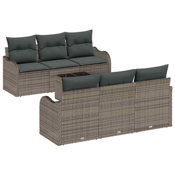 vidaXL Ensemble de canapé de jardin avec coussin 7 Pièces Gris