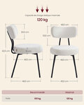 Chaises salle à manger lot de 6 tissu peluche dossier courbé chaises de cuisine rembourrées cader en acier modernes salon coiffeuse blanc 12_0004989