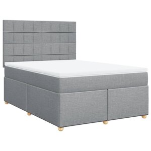 vidaXL Sommier à lattes de lit avec matelas Gris clair 140x200cm Tissu