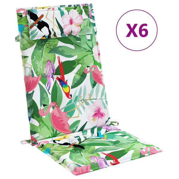 vidaXL Coussins de chaise à dossier haut lot de 6 multicolore