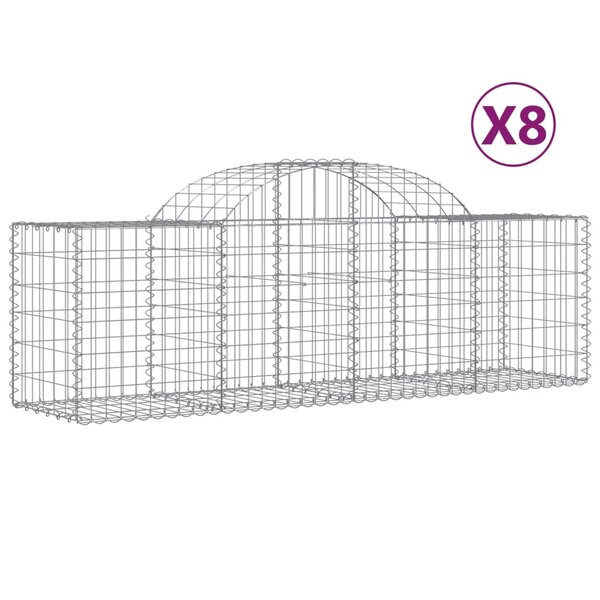 vidaXL Paniers à gabions arqués 8 Pièces 200x50x60/80 cm Fer galvanisé