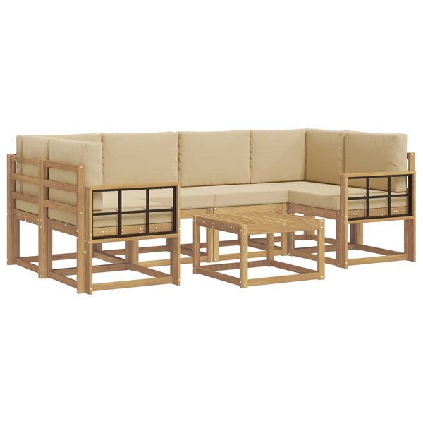 vidaXL Ensemble de canapés d'extérieur 7 Pièces Blanc et Beige