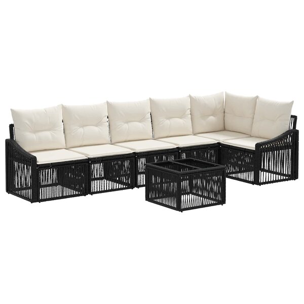 vidaXL Ensemble de canapé de jardin 7 Pièces Noir polyrotin