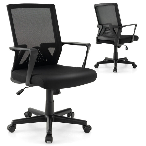 Chaise de bureau ergonomique chaise de travail avec dossier à bascule pivotante en maille avec accoudoirs pour chambre bureau noir 20_0004839
