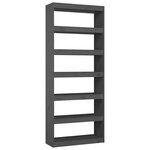 vidaXL Bibliothèque/Séparateur de pièce Gris 80x30x199 5 cm Pin massif
