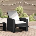 vidaXL Fauteuil inclinable de jardin avec coussins noir résine tressée