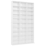 vidaXL Armoire à CD Blanc brillant 102x16x177 5 cm Bois d'ingénierie