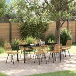 vidaXL Ensemble de salle à manger pour jardin 7 Pièces Marron