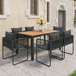 vidaXL Ensemble à Manger de jardin 7Pièces PVC résine tressée noir marron