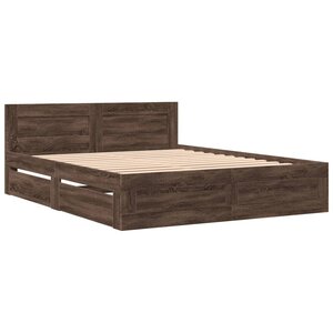 vidaXL Cadre de lit tête de lit sans matelas chêne marron 160x200 cm