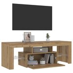vidaXL Meuble TV avec lumières LED chêne artisanal bois d'ingénierie
