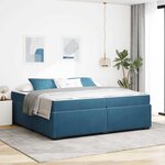 vidaXL Cadre de lit avec matelas Bleu foncé 200 x 200 cm tissu