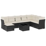 vidaXL Salon de jardin 9 Pièces avec coussins noir résine tressée