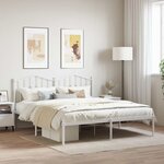 vidaXL Cadre de lit métal sans matelas et tête de lit blanc 180x200 cm