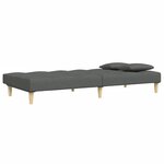 vidaXL Canapé-lit à 2 places avec repose-pied gris foncé tissu