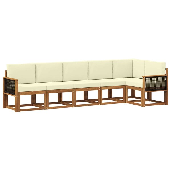 vidaXL Ensemble de canapés d'extérieur 6 pc Naturel et Crème Polyester