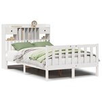 vidaXL Lit bibliothèque sans matelas blanc 135x190 cm bois pin massif