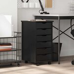 vidaXL Armoire roulante avec tiroirs MOSS noir bois de pin solide