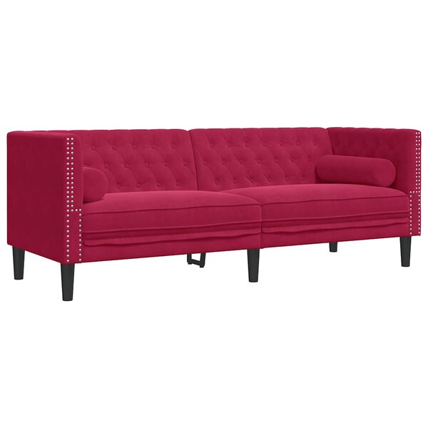 vidaXL Canapé Chesterfield avec traversins 3 places velours