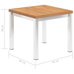 vidaXL Table d'appoint de jardin 45x45x38 cm Bois de teck et inox
