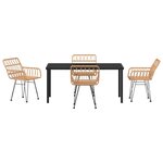 vidaXL Ensemble de salle à manger pour jardin 5 Pièces Marron Poly rotin