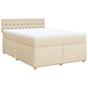 vidaXL Sommier à lattes de lit avec matelas Crème 140x200 cm Tissu