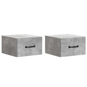 vidaXL Cabinet de chevet mural 2 pc Gris béton 34 5 x 33 x 20 cm