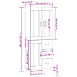 vidaXL Buffet haut Chêne fumé 69 5x34x180 cm Bois d'ingénierie